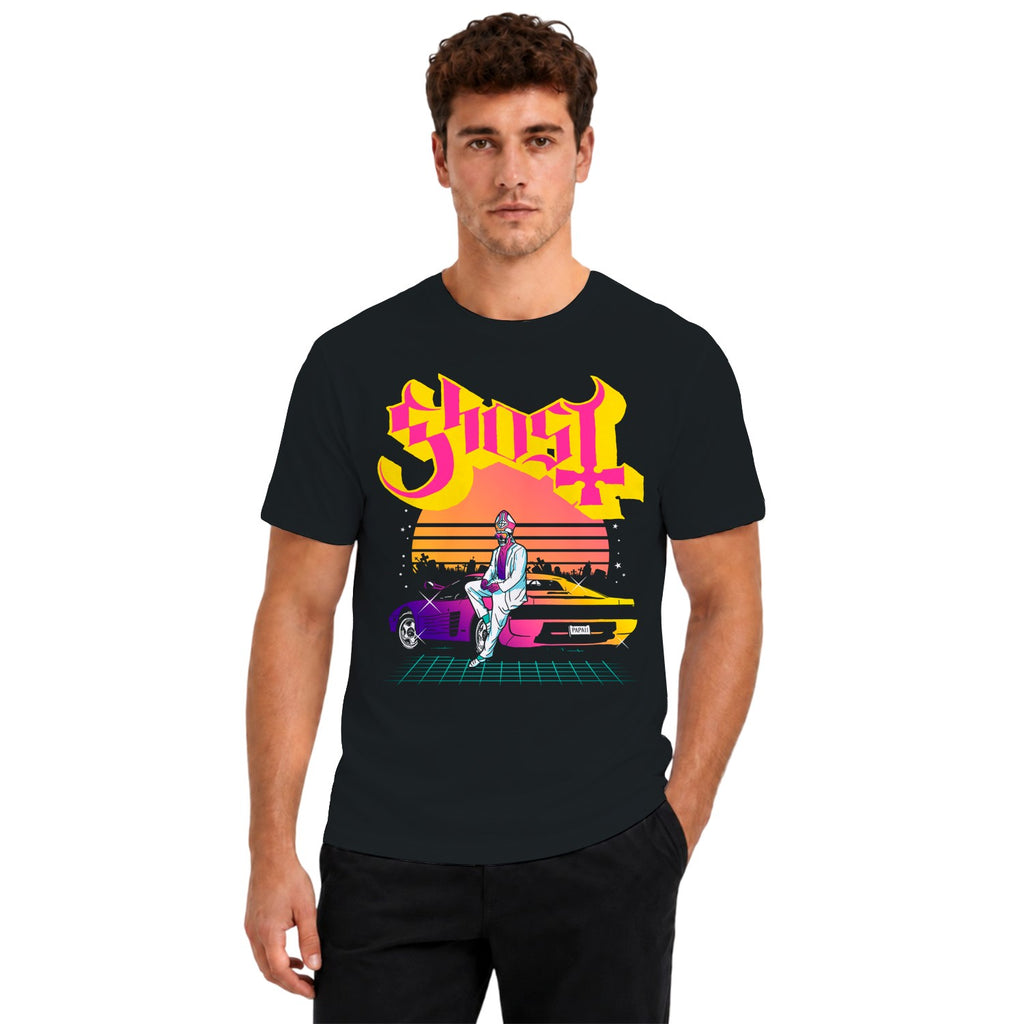 Ghost Retro Synthwave Sunset T-shirt