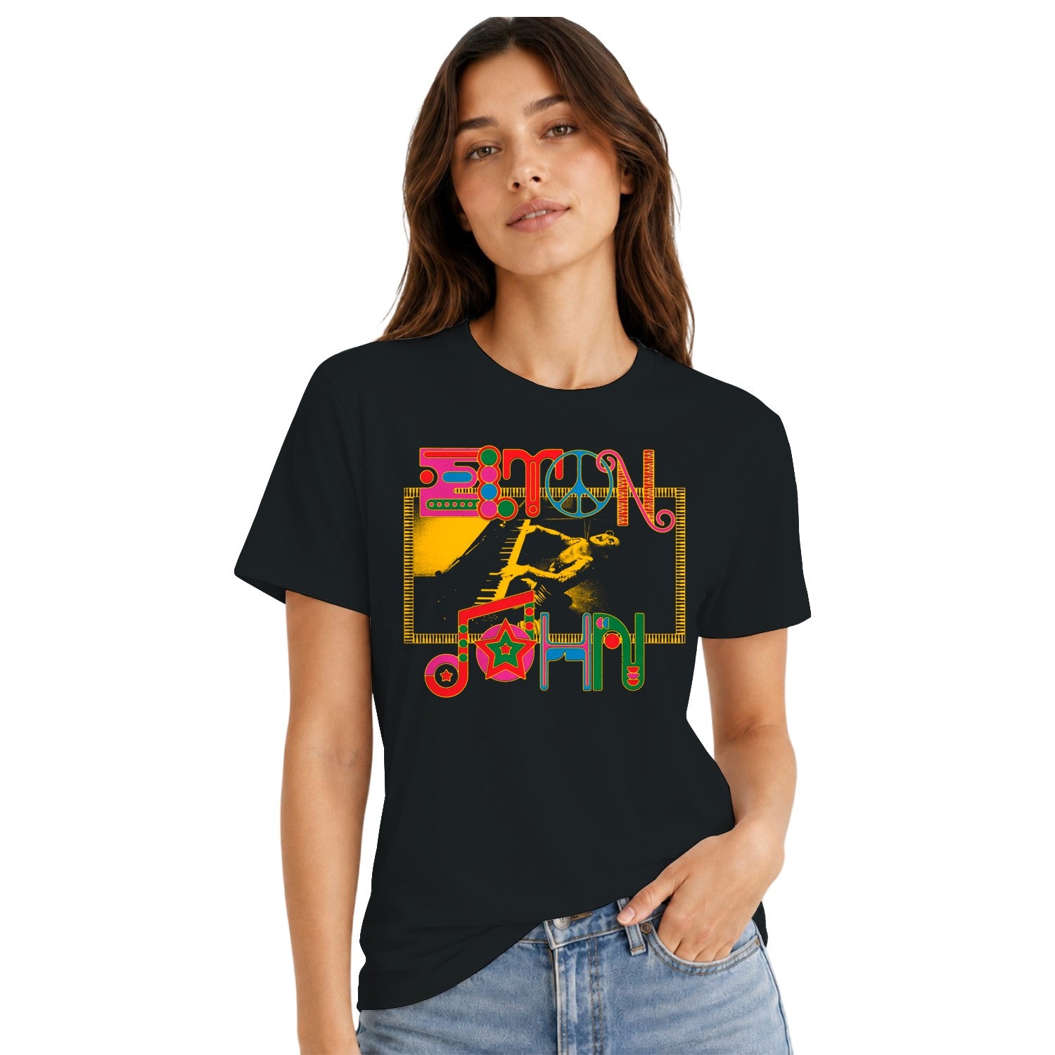 Elton John Psychedelic Piano Women's T-shirt
