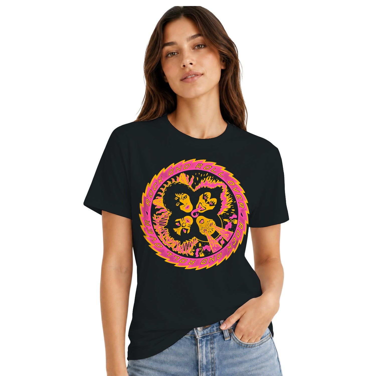 Rock and Roll Over Retro Band Art Women's T-shirt