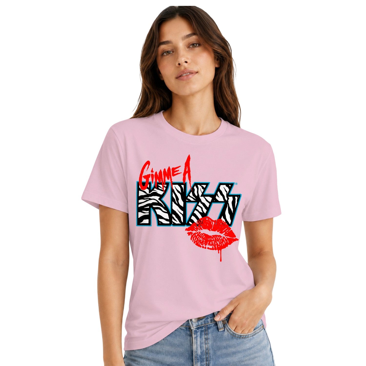 Gimme A KISS Zebra Print Women's T-shirt