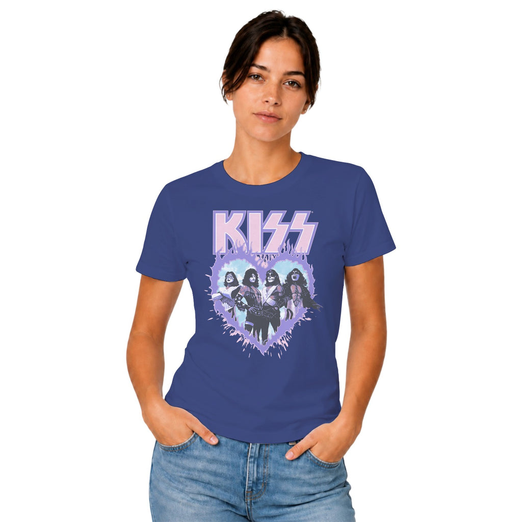 KISS Retro Heart Flame Logo Women's T-shirt