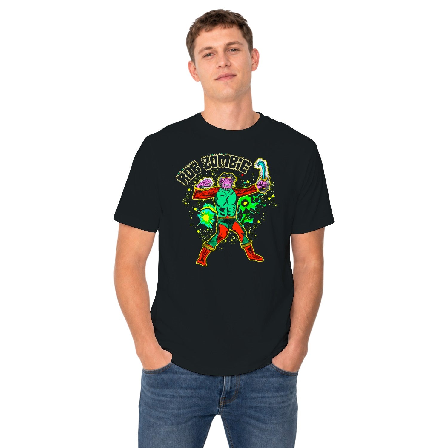 Rob Zombie Retro Comic Art Men's T-shirt