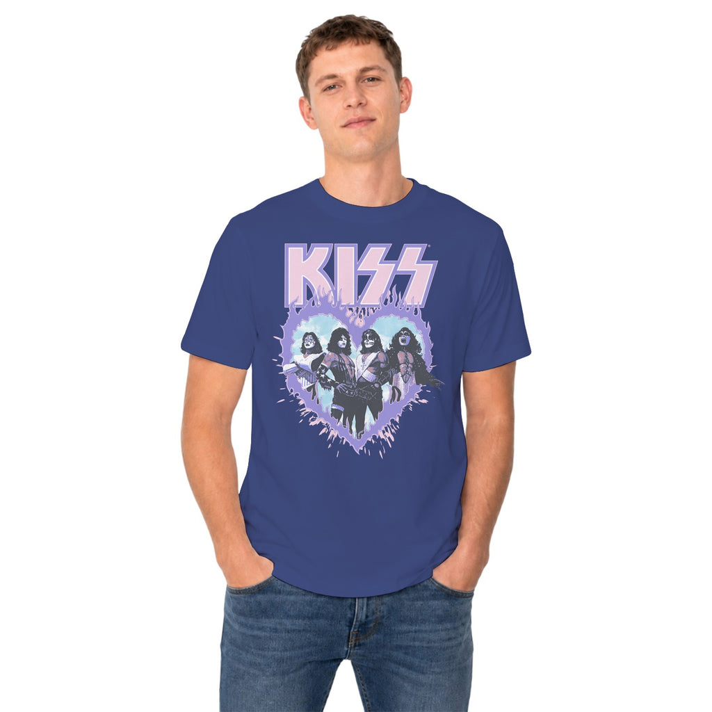 KISS Band Retro Heart Flame Logo Men's T-shirt