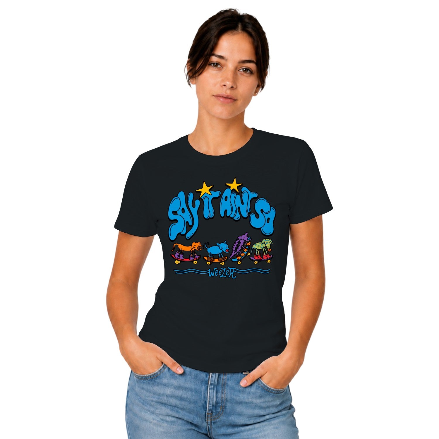 Weezer Say It Ain't So Skating Animals Women's T-shirt