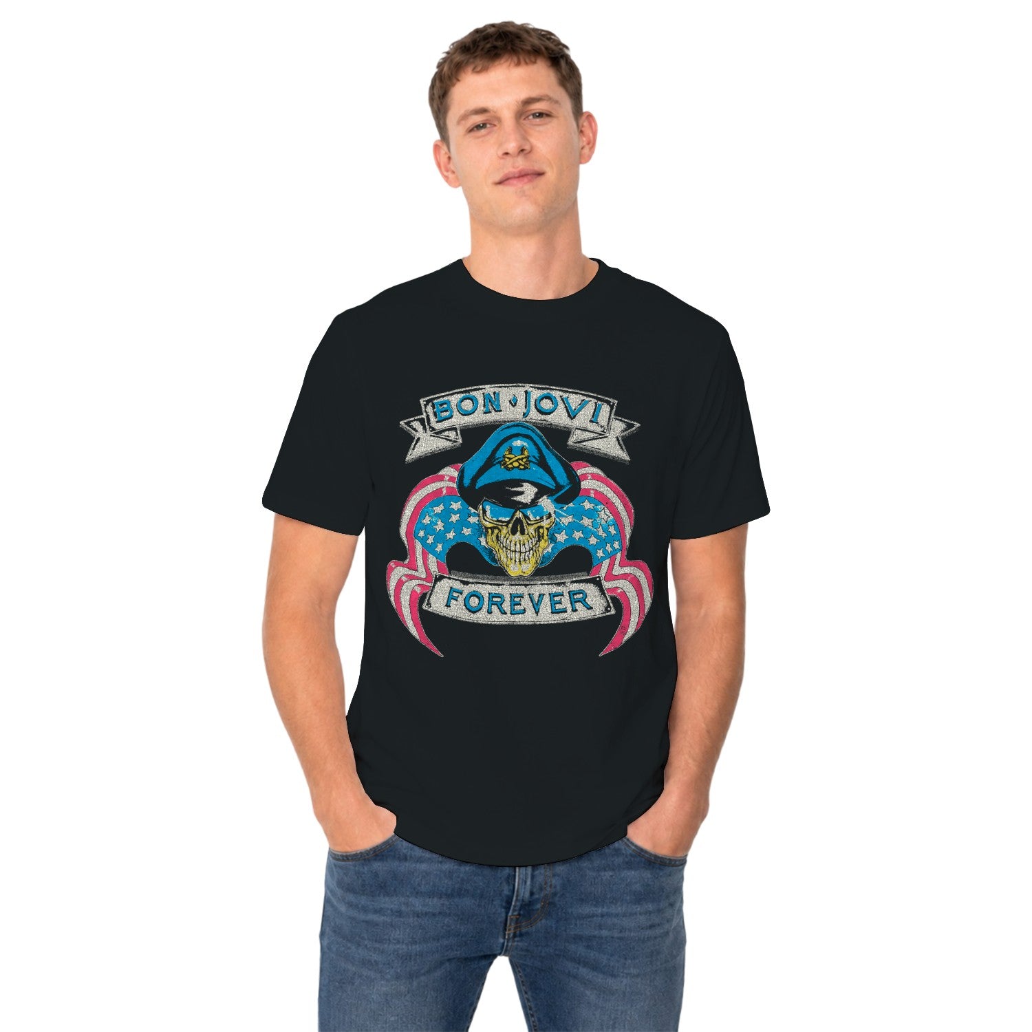 Bon Jovi Skull Stars Stripes Men's T-shirt